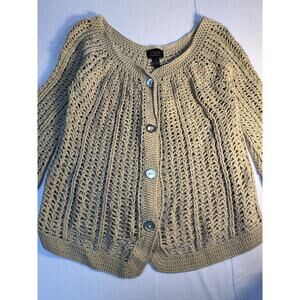 Boho Crochet Cardigan‎ Handmade Open Knit Beige Festival Boho Cottagecore